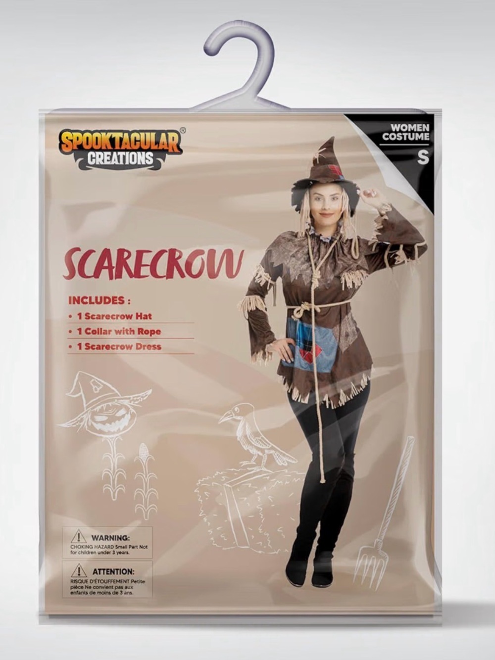 Women's Scarecrow Costume - Brown